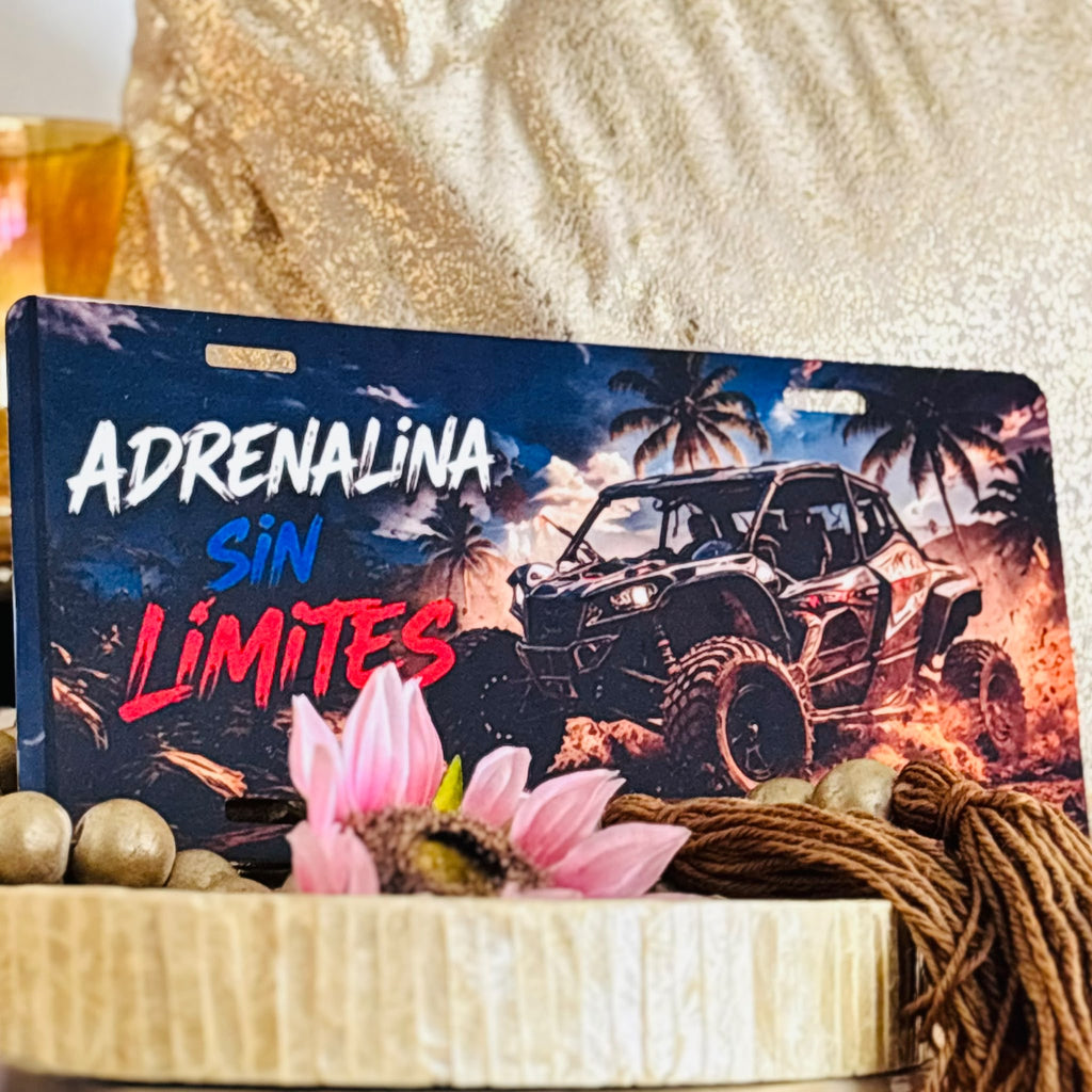 🔥🏁 ADRENALINA SIN LÍMITES – ALUMINUM LICENSE PLATE 🏎️🔥